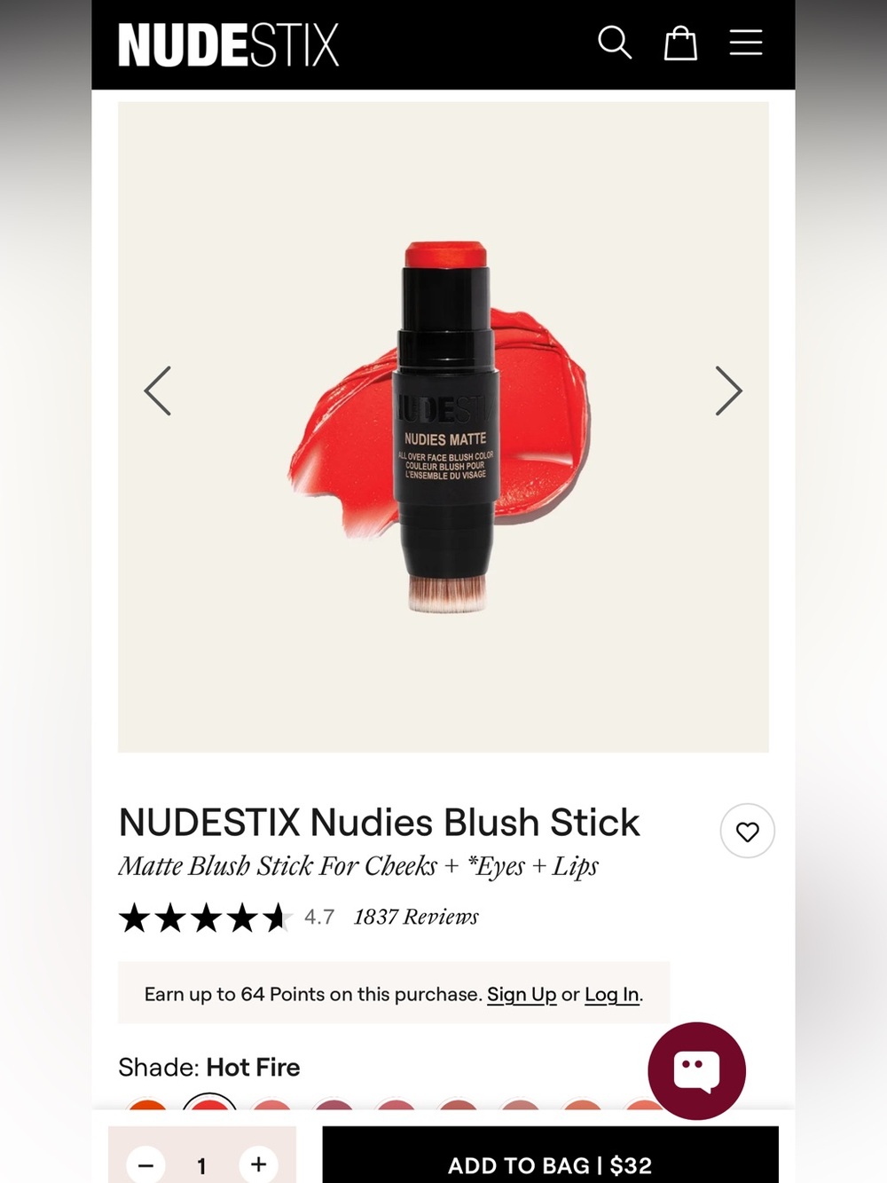 NUDESTIX Nudies Matte Blush Stick — Hot Fire Red
